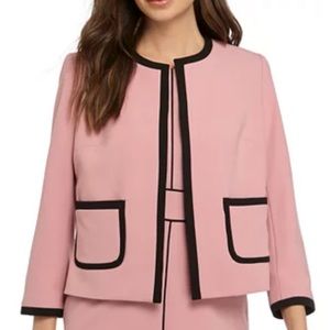 Nine West - Jewel Neck Crepe Jacket - Mauve/Black